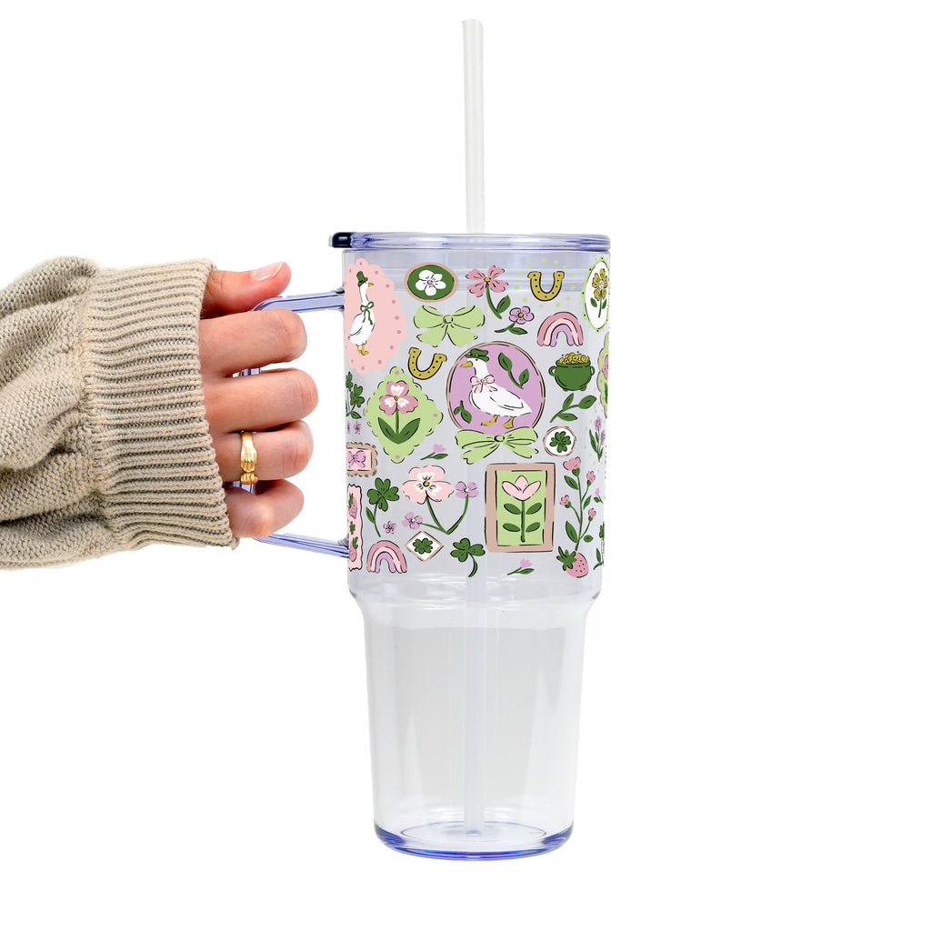 Lucky Geese Glass Cup, Mug & Tumbler with Lid and Straw