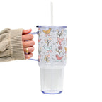 Funky Chickens Glass Cup, Mug & Tumbler with Lid and Straw