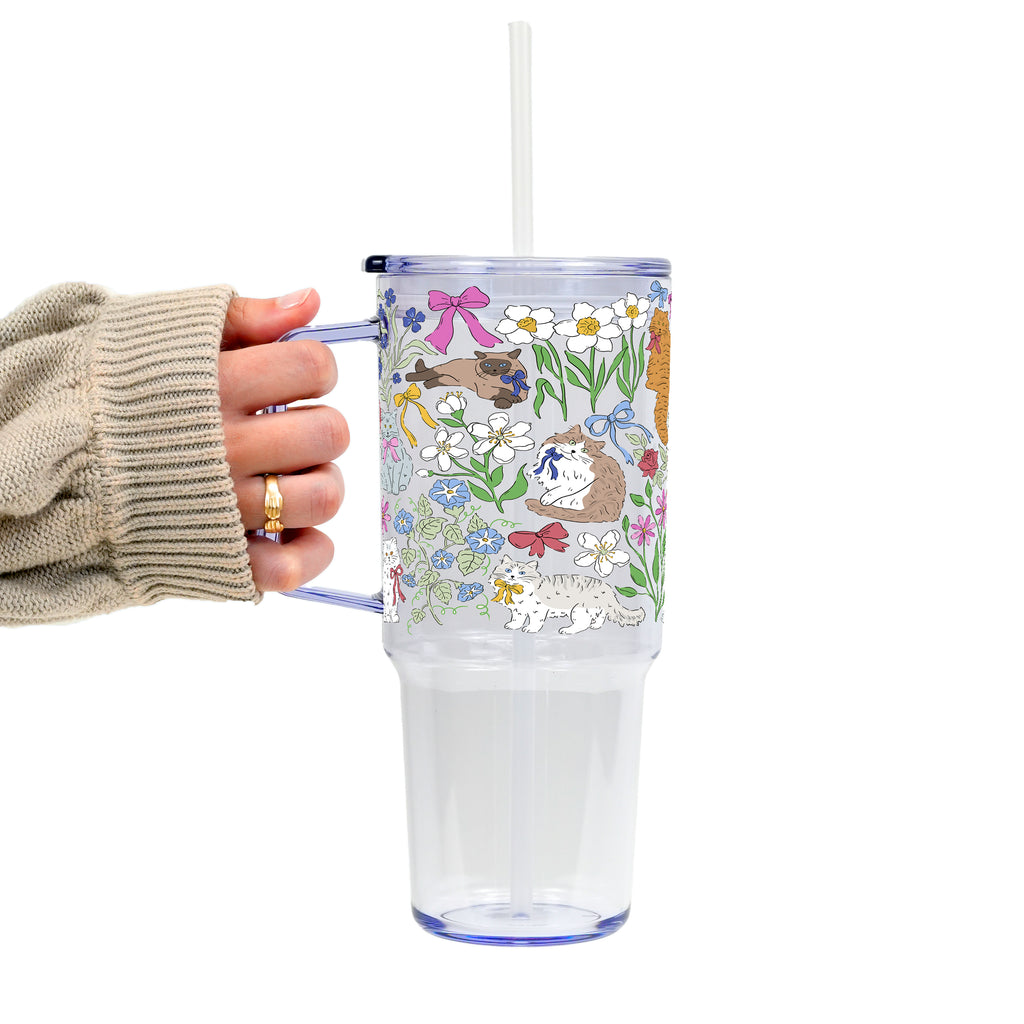 Grandma Core Cats Glass Cup, Mug & Tumbler with Lid and Straw