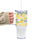 Spring Lemons Glass Cup, Mug & Tumbler with Lid and Straw