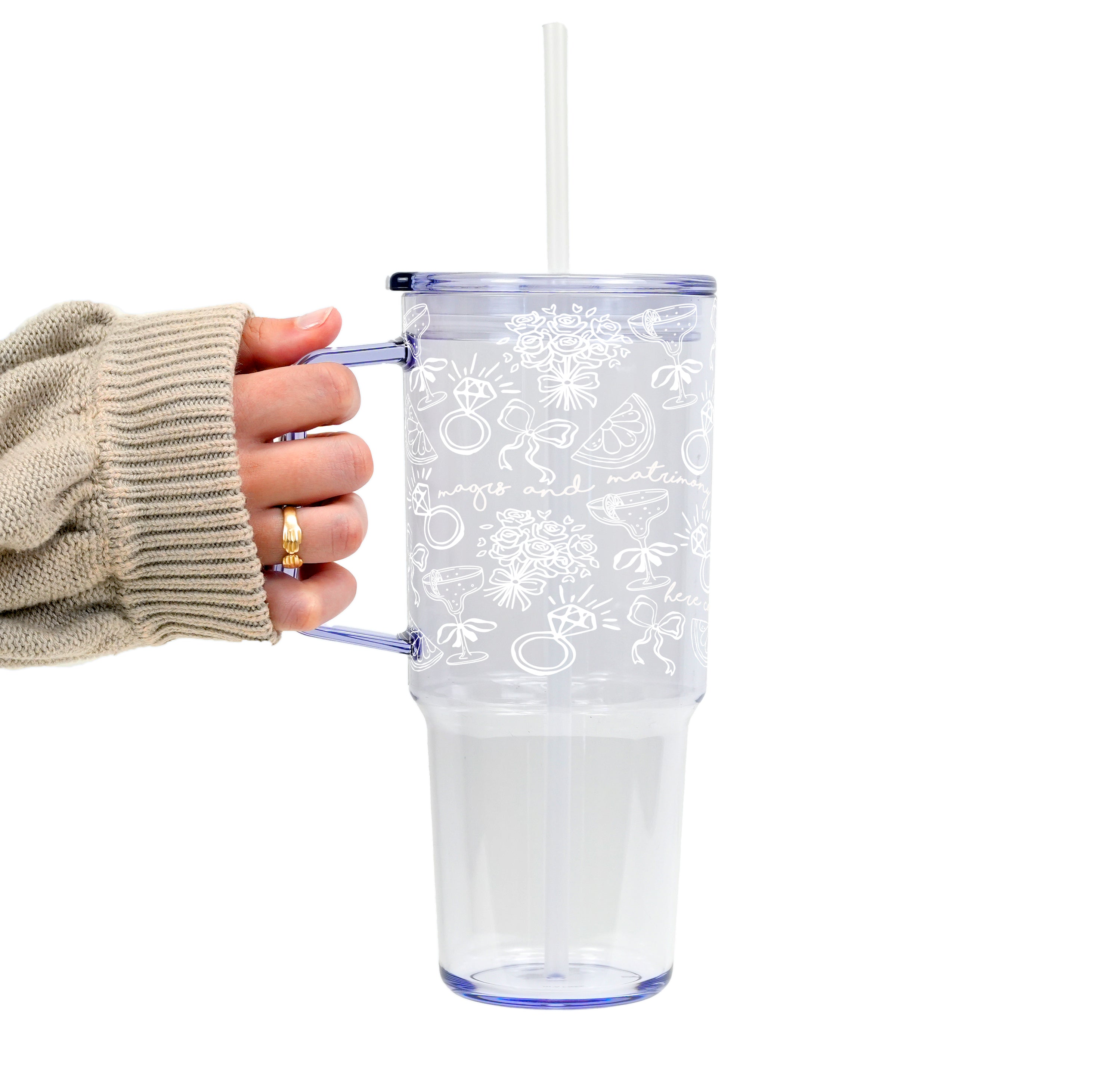 Margs and Matrimony Bride Tumbler With Lid & Straw