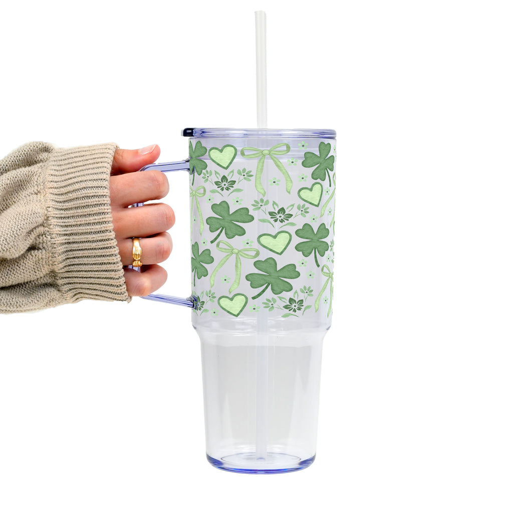 St Patricks Day Minimal Cutie Glass Cup, Mug & Tumbler with Lid and Straw