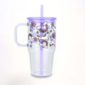 Purple Unicorns, Rainbows & Daisies 20oz Kids Tumbler with Handle, Lid & Straw from Sip Sip Hooray – Drinkware