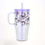 Purple Unicorns, Rainbows & Daisies 20oz Kids Tumbler with Handle, Lid & Straw from Sip Sip Hooray – Drinkware