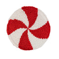 Red Peppermint Mug Rug, Tufted Coaster, Christmas Coffee Bar Decor