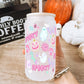 Pink Pastels Halloween 16oz Glass Can Cup With Lid and Straw