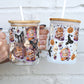 Halloween Fall Coffees 17oz Glass Tumbler WIth Lid and Straw