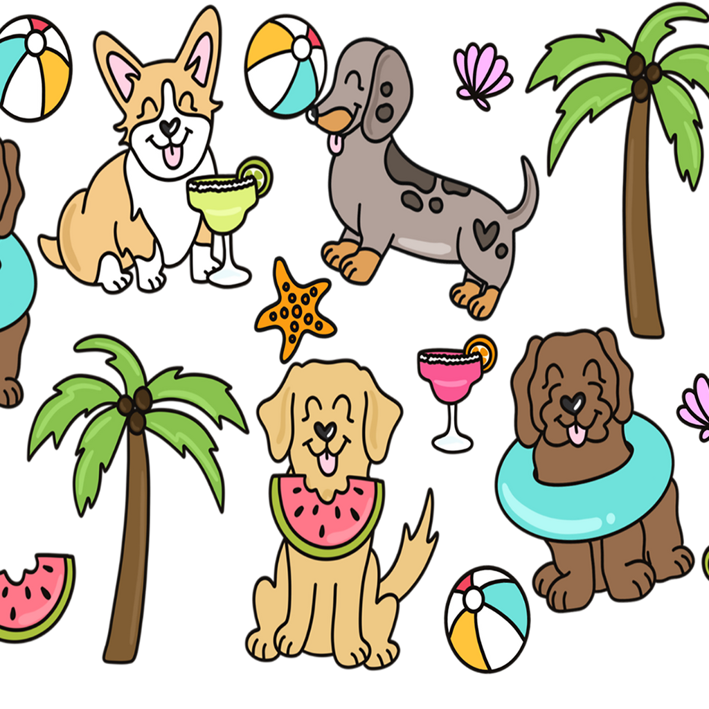 Beach Pups Glass Cup, Mug & Tumbler with Lid and Straw