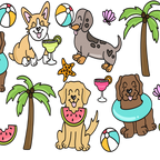 Beach Pups Glass Cup, Mug & Tumbler with Lid and Straw