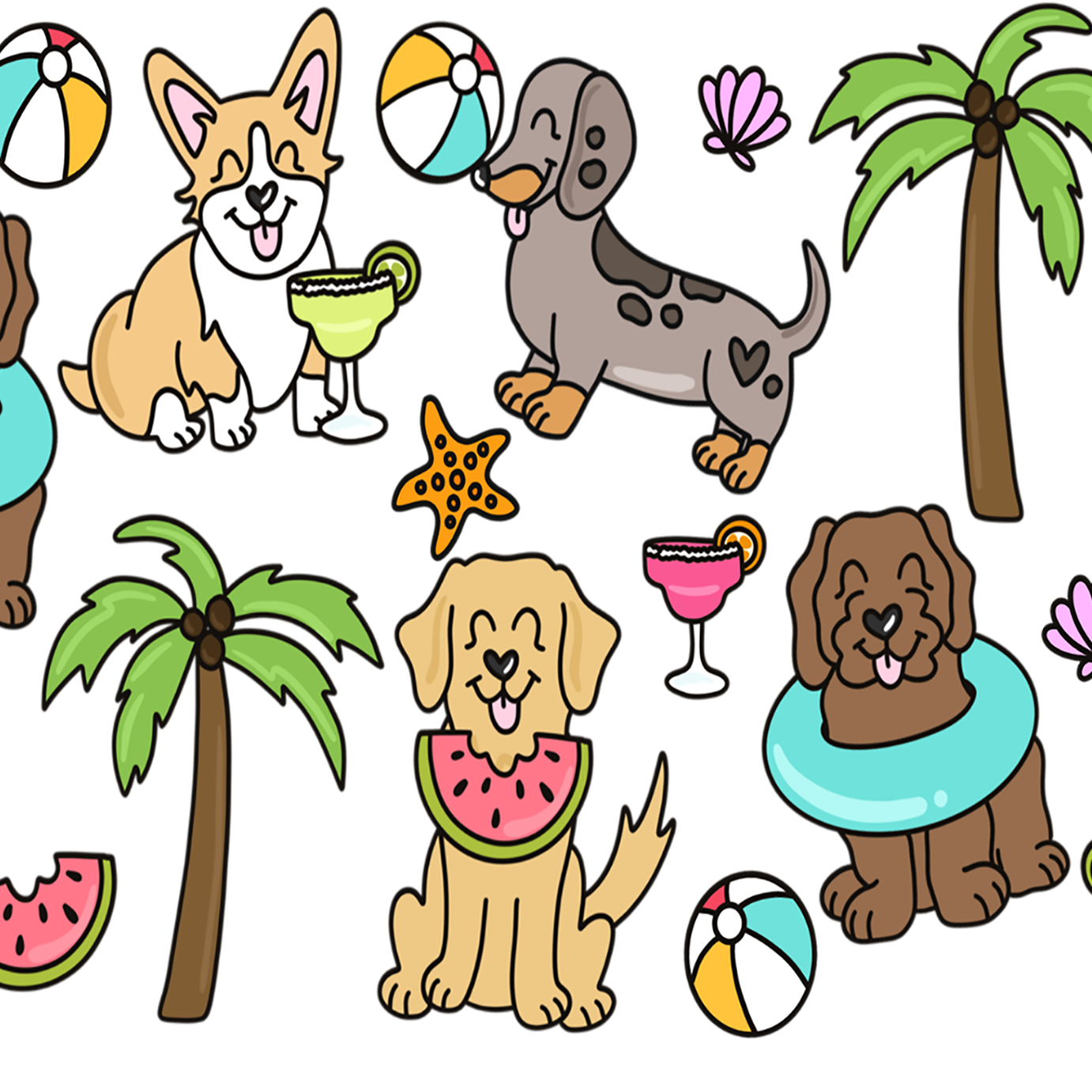 Beach Pups Glass Cup, Mug & Tumbler with Lid and Straw