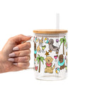 Beach Pups Glass Cup, Mug & Tumbler with Lid and Straw