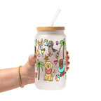 Beach Pups Glass Cup, Mug & Tumbler with Lid and Straw