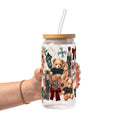 Plaid Teddy Christmas Glass Cup, Mug & Tumbler with Lid and Straw