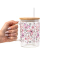 Breast Cancer Awareness Pink Ribbon Glass Cup, Mug & Tumbler with Lid and Straw
