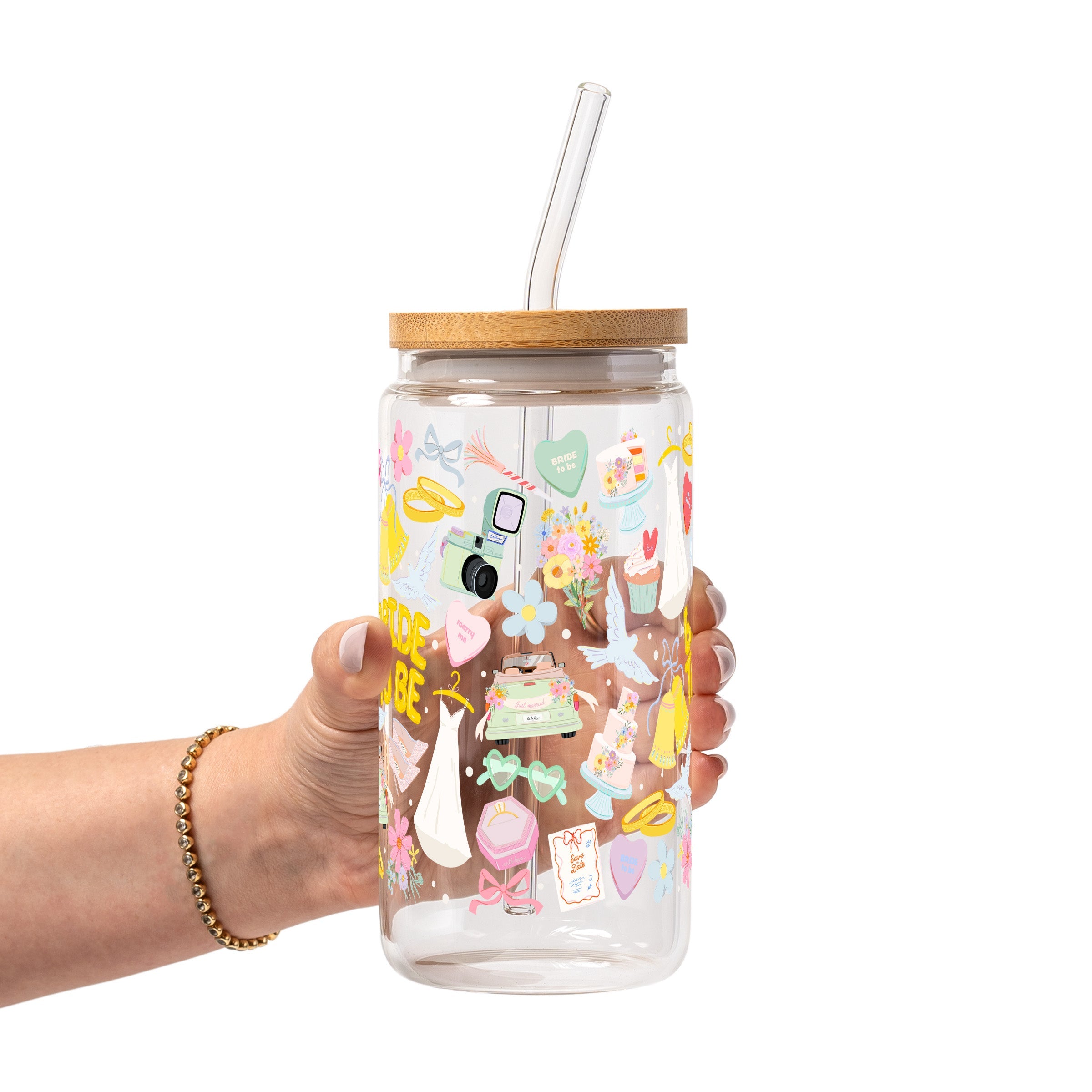 Bride To Be Glass Cup, Mug & Tumbler with Lid and Straw