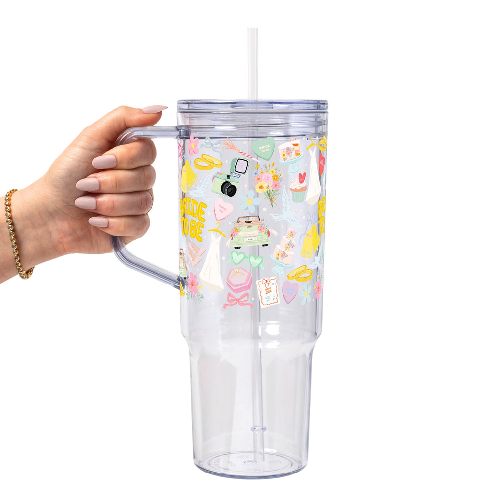 Bride To Be Glass Cup, Mug & Tumbler with Lid and Straw