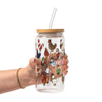 Festive Flock Christmas Glass Cup, Mug & Tumbler with Lid and Straw
