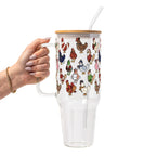 Festive Flock Christmas Glass Cup, Mug & Tumbler with Lid and Straw