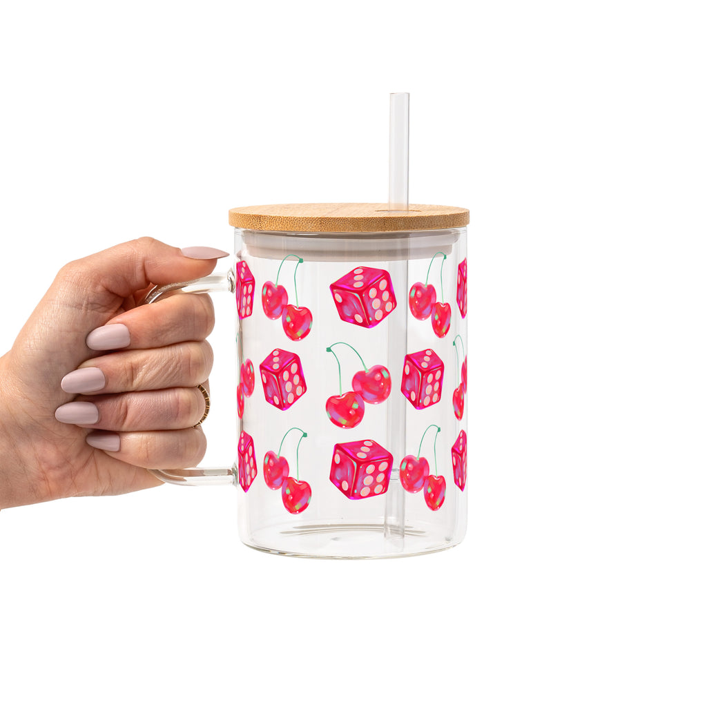 Lucky Girl Glass Cup, Mug & Tumbler with Lid and Straw