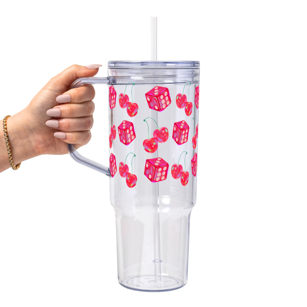 Lucky Girl Glass Cup, Mug & Tumbler with Lid and Straw