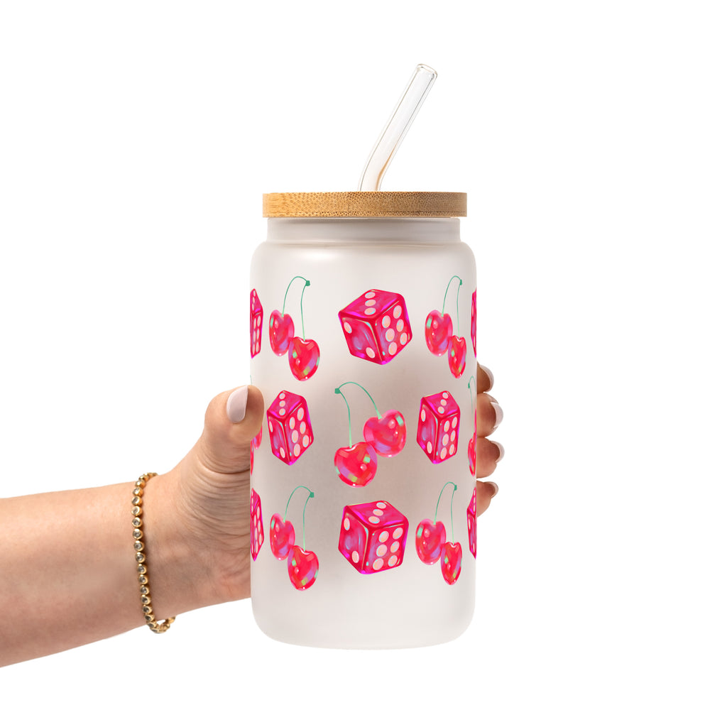 Lucky Girl Glass Cup, Mug & Tumbler with Lid and Straw