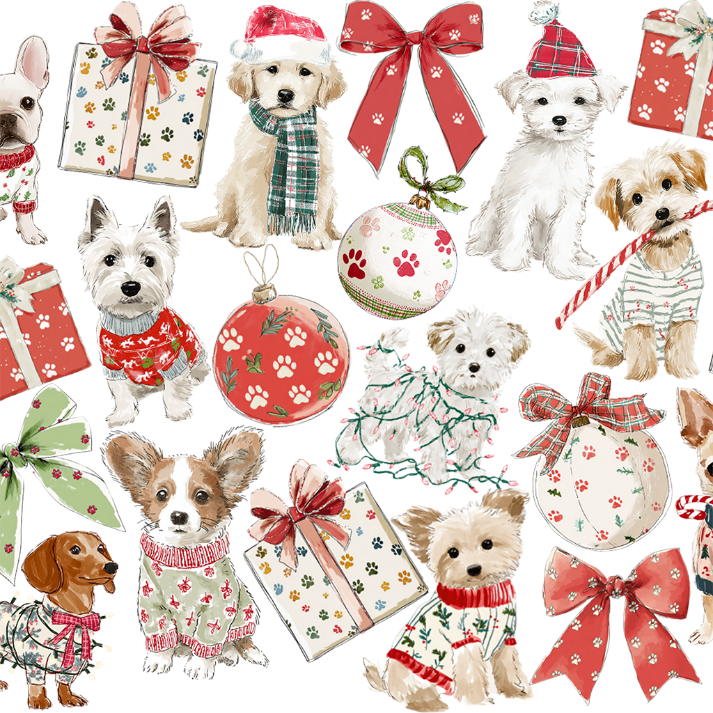 Holiday Pups Glass Cup, Mug & Tumbler with Lid and Straw