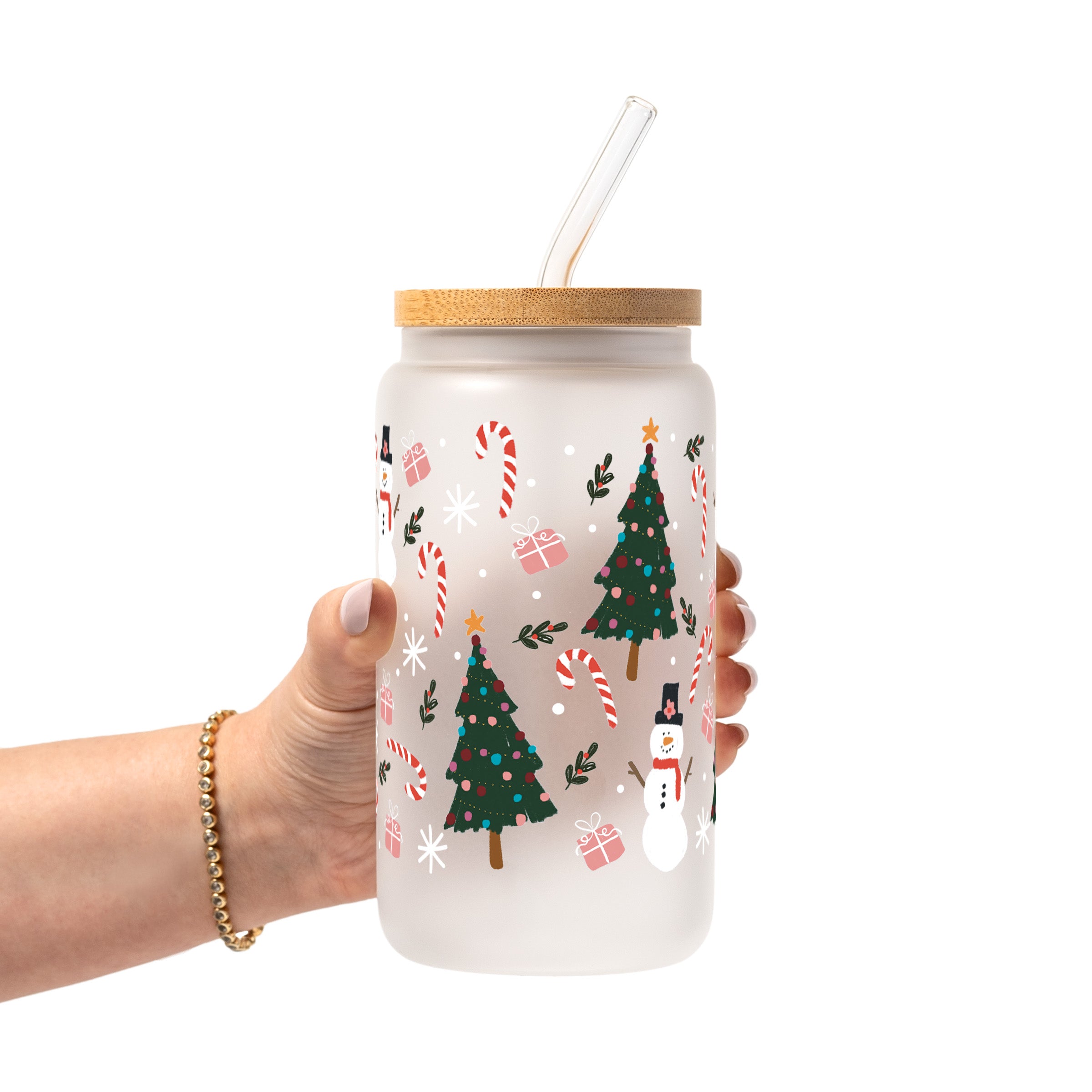 Jolly Little Christmas Glass Cup, Mug & Tumbler with Lid and Straw