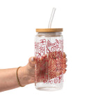 Christmas Doodles Glass Cup, Mug & Tumbler with Lid and Straw