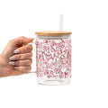 Christmas Doodles Glass Cup, Mug & Tumbler with Lid and Straw