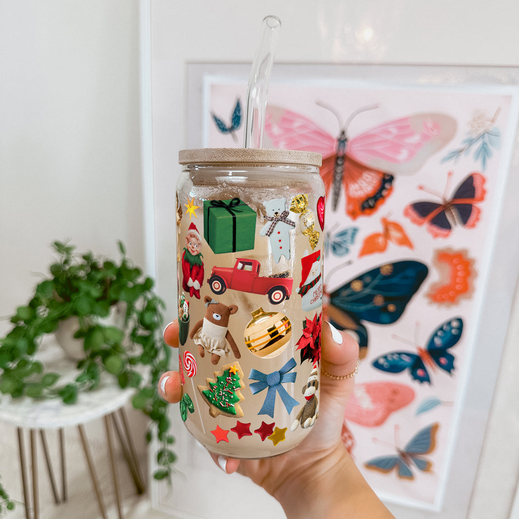 Christmas Trinkets Glass Cup, Mug & Tumbler with Lid and Straw