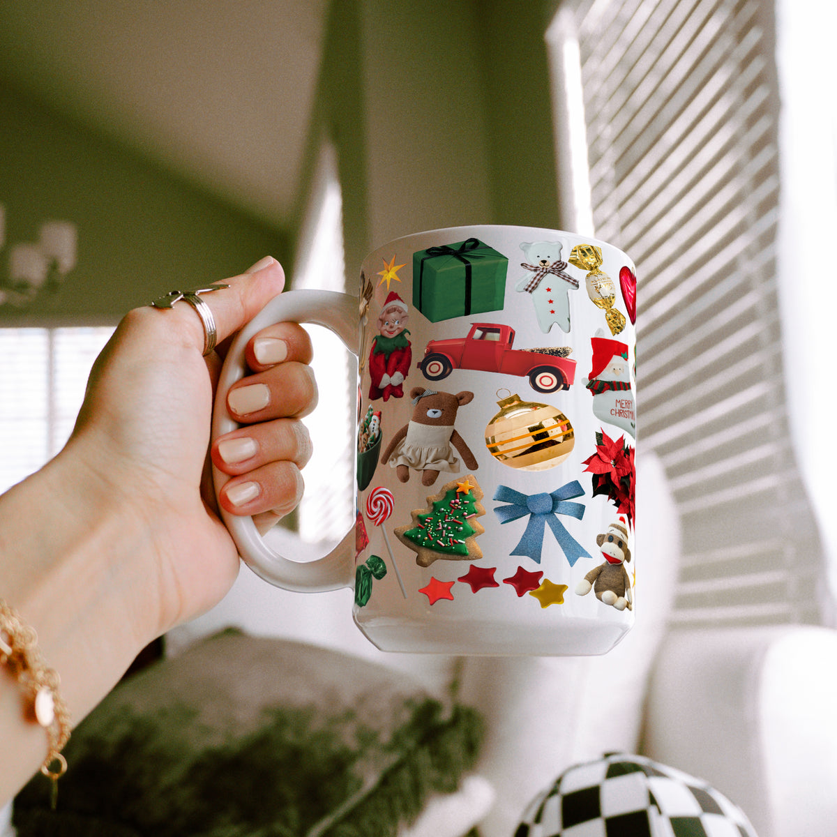 Christmas Trinkets Glass Cup, Mug & Tumbler with Lid and Straw
