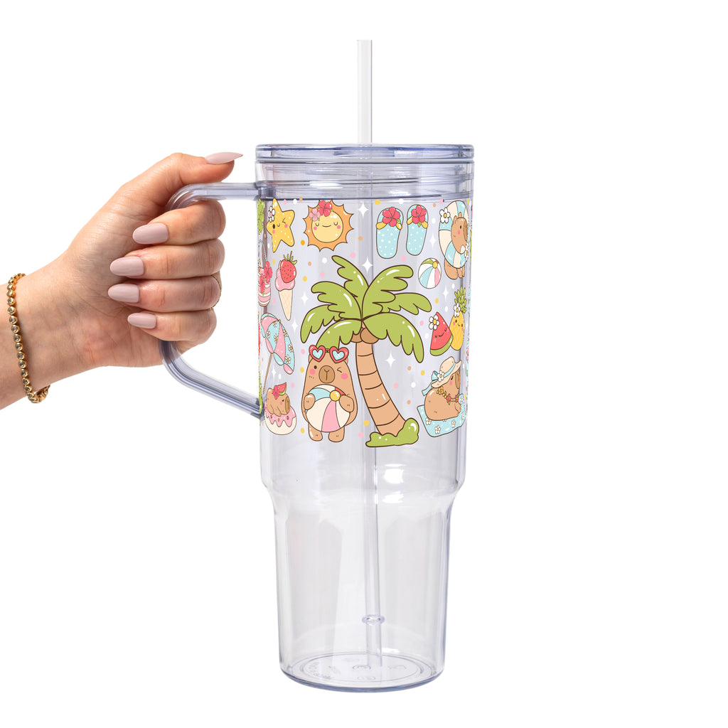 Capybara Beach Glass Cup, Mug & Tumbler with Lid and Straw