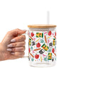 Teacher Essentials Pattern Glass Cup, Mug & Tumbler with Lid and Straw