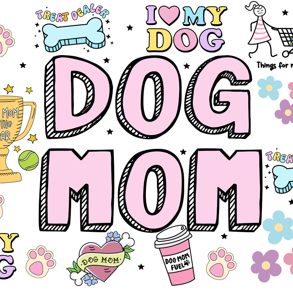 Dog Mom Doodles Glass Cup, Mug & Tumbler with Lid and Straw