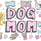 Dog Mom Doodles Glass Cup, Mug & Tumbler with Lid and Straw