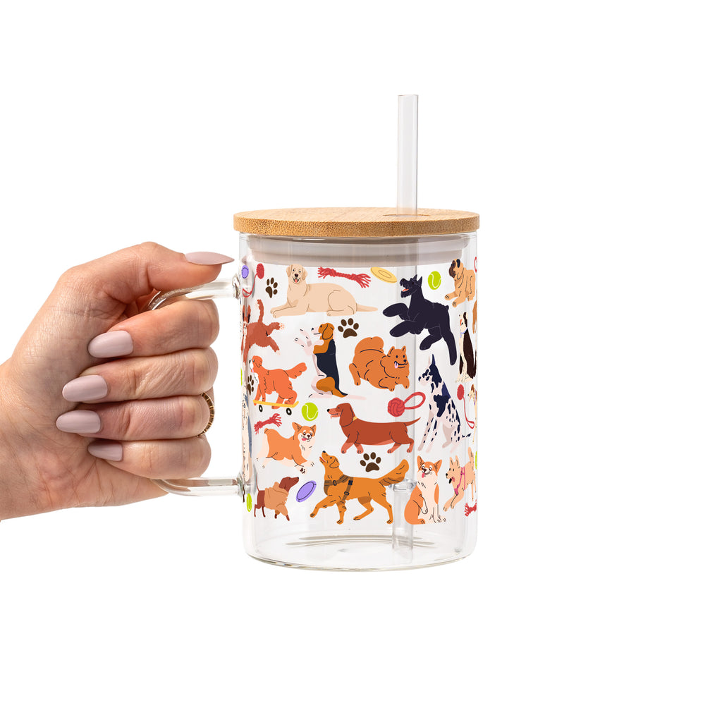 Dog Park Glass Cup, Mug & Tumbler with Lid and Straw