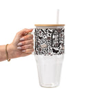 Dark Academia Glass Cup, Mug & Tumbler with Lid and Straw