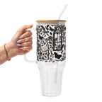 Dark Academia Glass Cup, Mug & Tumbler with Lid and Straw