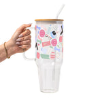 Gym Essentials Glass Cup, Mug & Tumbler with Lid and Straw