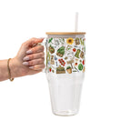 Garden Girl Glass Cup, Mug & Tumbler with Lid and Straw