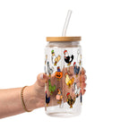 Spooky Chickens Glass Cup, Mug & Tumbler with Lid and Straw