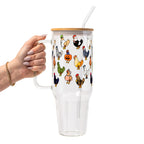 Spooky Chickens Glass Cup, Mug & Tumbler with Lid and Straw