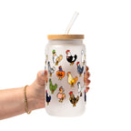 Spooky Chickens Glass Cup, Mug & Tumbler with Lid and Straw