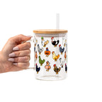 Spooky Chickens Glass Cup, Mug & Tumbler with Lid and Straw