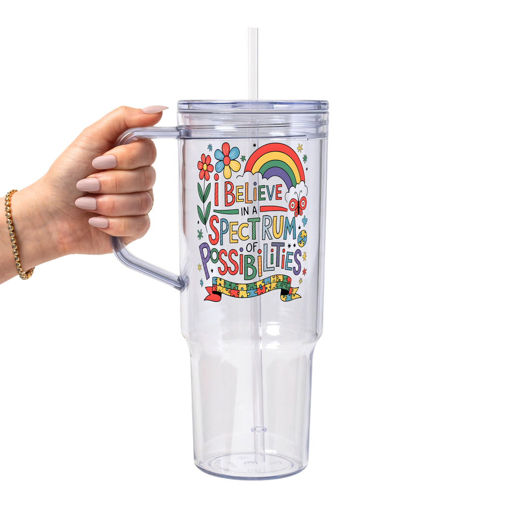 Spectrum of Possibilities Glass Cup, Mug & Tumbler with Lid and Straw
