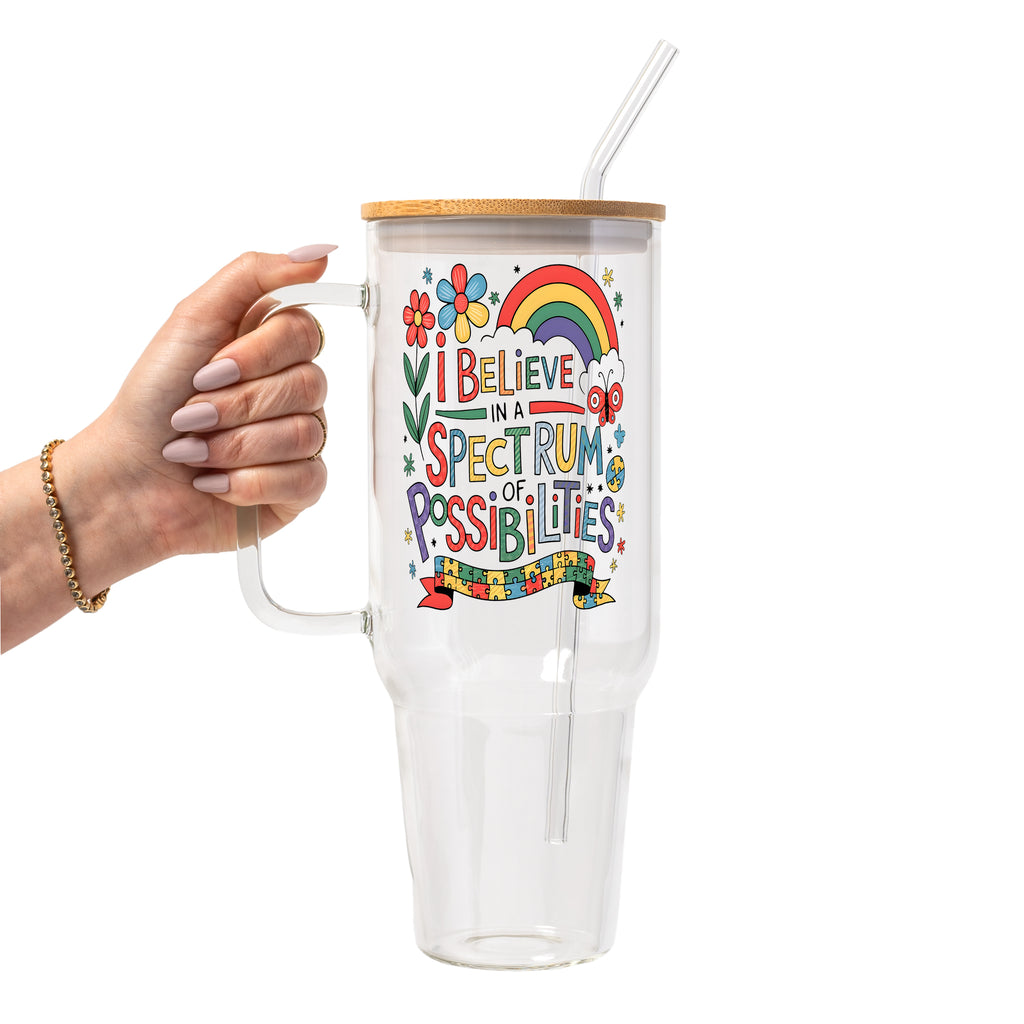 Spectrum of Possibilities Glass Cup, Mug & Tumbler with Lid and Straw