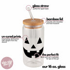 Jack-O-Lantern Glass Cup, Mug & Tumbler with Lid and Straw