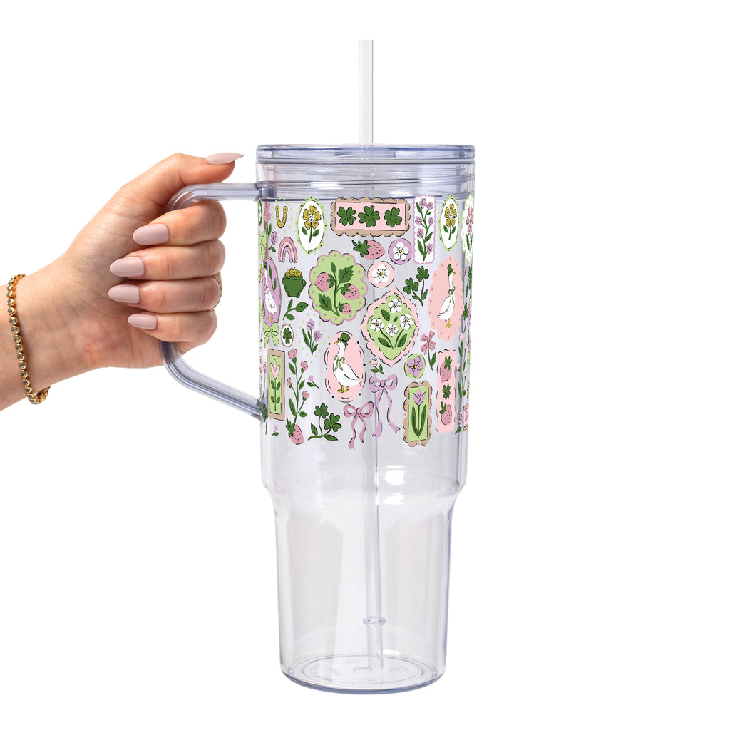 Lucky Geese Glass Cup, Mug & Tumbler with Lid and Straw