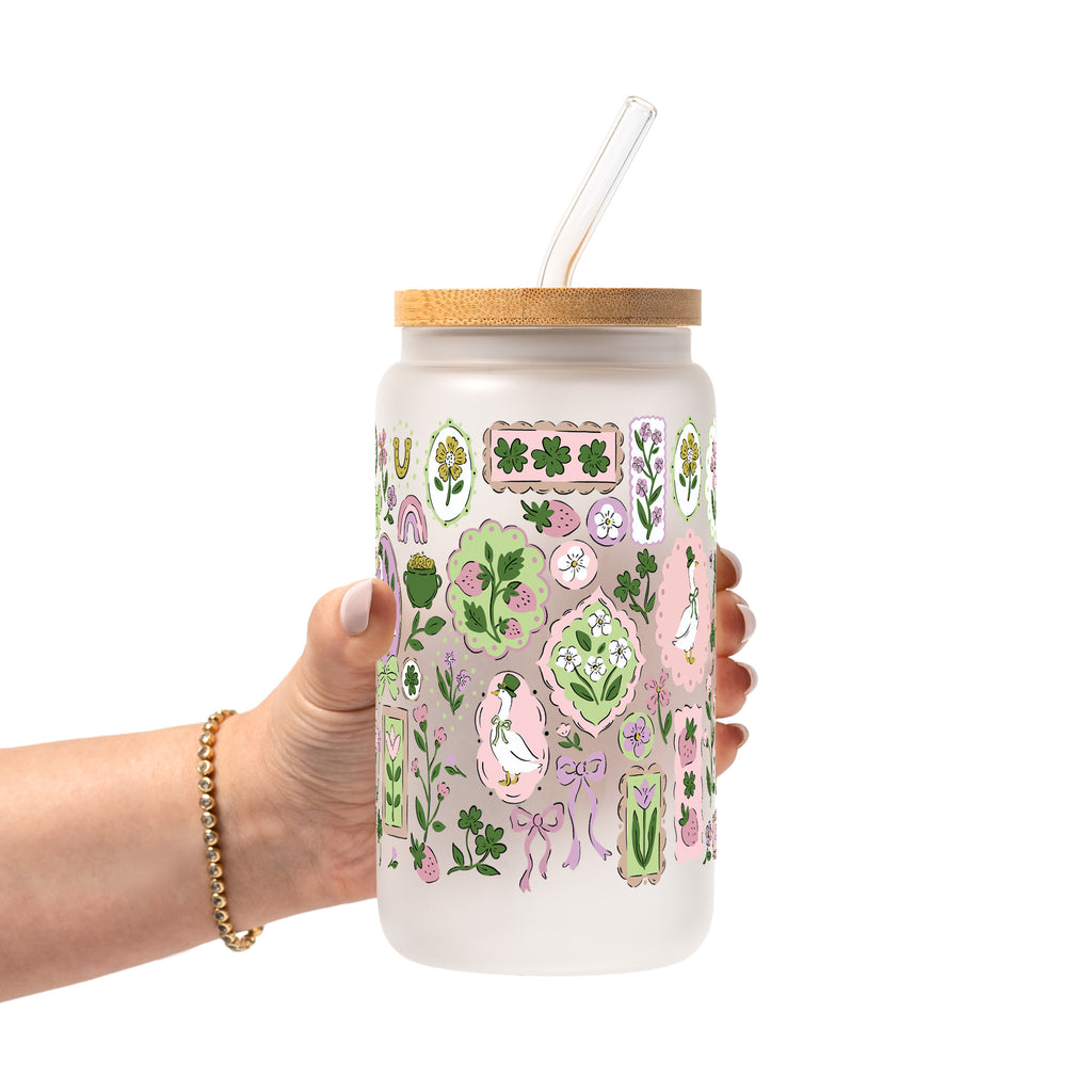 Lucky Geese Glass Cup, Mug & Tumbler with Lid and Straw
