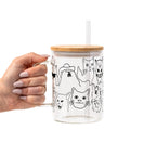 Iconic Meme Cats Glass Cup, Mug & Tumbler with Lid and Straw